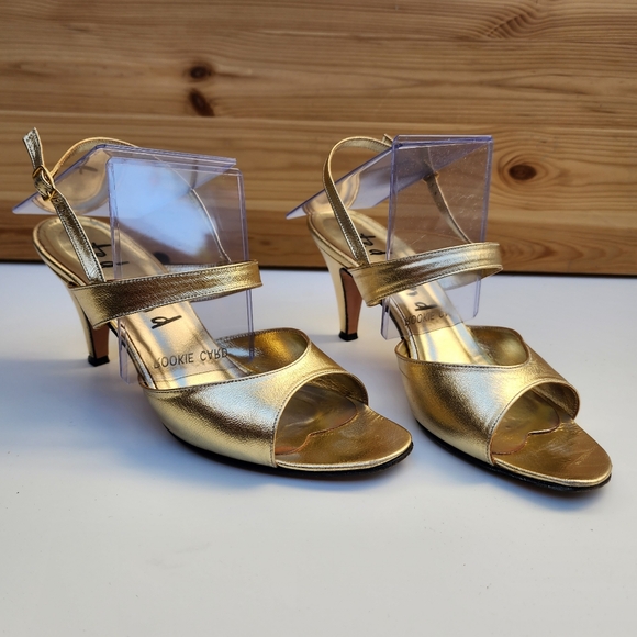 VTG Ted Land Gold Gorgeous Leather Heels. Size 7M - Picture 2 of 12